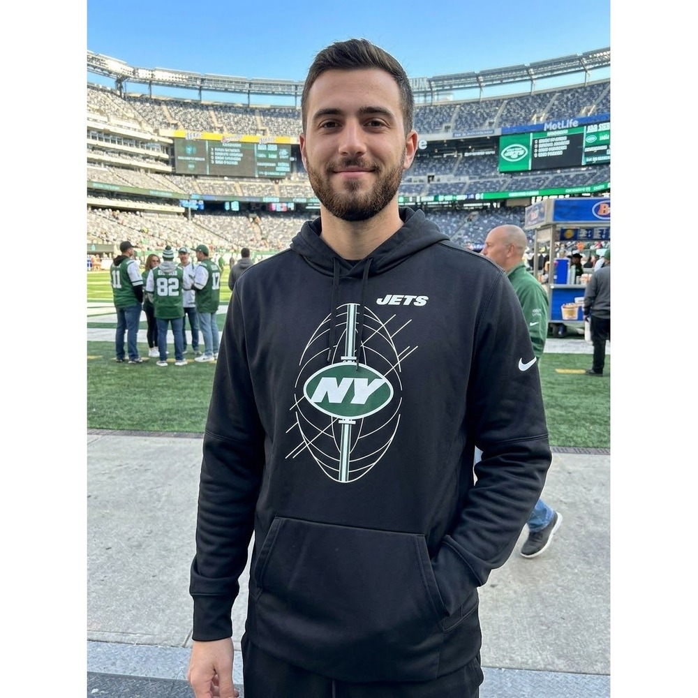 Nike New York Jets Hoodie Mens Large Black Therma-FIT Pullover Sweatshirt